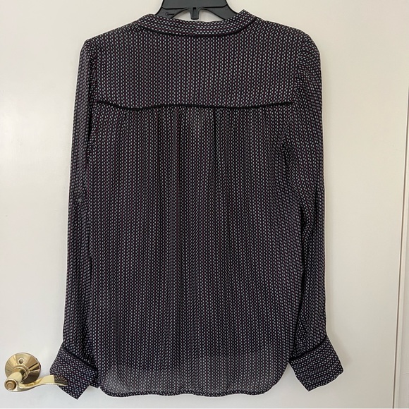 Vince silk blouse, navy and burgundy micro print- XS - Picture 6 of 7